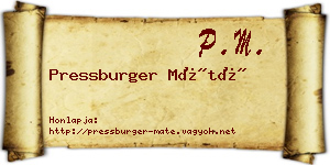 Pressburger Máté névjegykártya